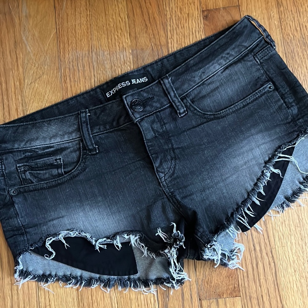 Express Faded Black Denim Shorties